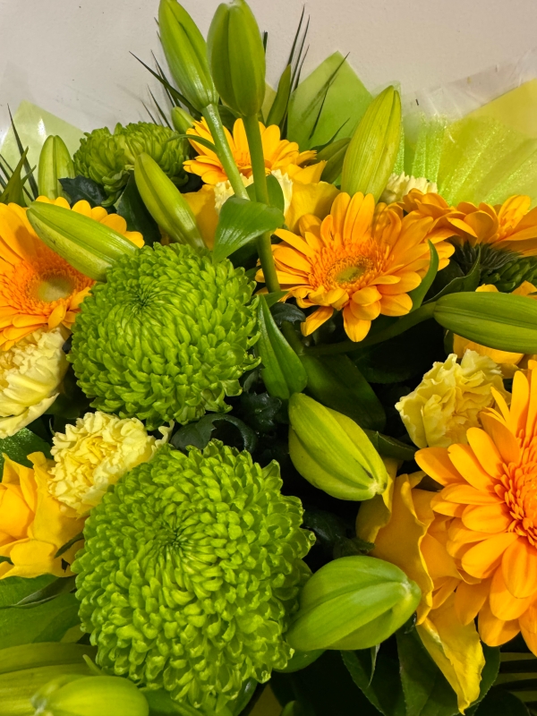 Easter euro yellow and lime handtied bouquet