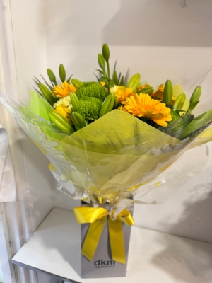 Easter euro yellow and lime handtied bouquet