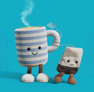 Jelly cat Rosie Lea mug of tea and Tea bag