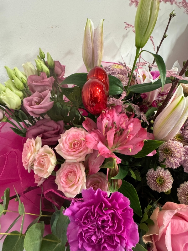 St Valentine’s European style pink handtied bouquet