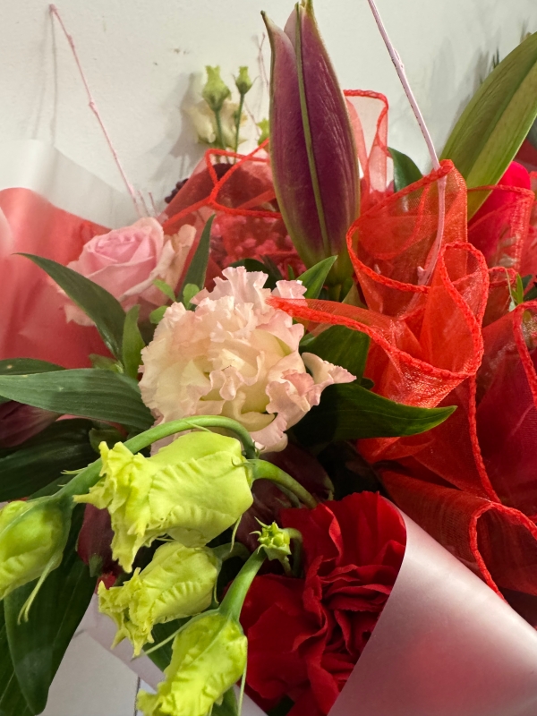 St Valentine’s Red and pink European style handtied bouquet