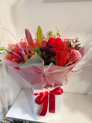 St Valentine’s Red and pink European style handtied bouquet