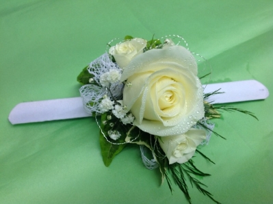 Wrist Corsage fresh white roses