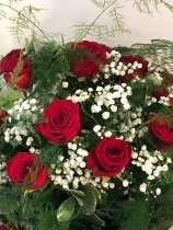 12x Red Rose hand tied bouquet add Chocolates and Champagne