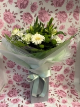 Bells choice handtied bouquet gift wrapped in box with water