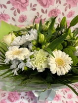 Bells choice handtied bouquet gift wrapped in box with water