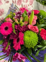 Bells choice handtied bouquet gift wrapped in box with water