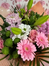 Bells choice handtied bouquet gift wrapped in box with water