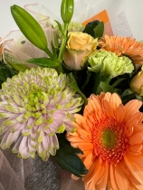 Euro Cluster handtied bouquet in water and boxed