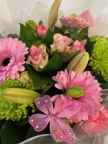 European grouped handtied bouquet pink