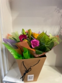 European grouped handtied bouquet vibrant