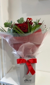 Luxury 12x Naomi Red or Avalanche white  Rose hand tied bouquet