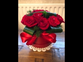 Luxury 12x Red Rose Hatbox Arrangement