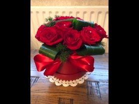 Luxury 12x Red Rose Hatbox Arrangement
