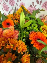 Nikos choice handtied bouquet gift wrapped into box with water