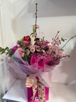 St Valentine’s European style pink handtied bouquet